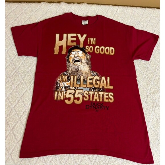 Duck Dynasty 2013 Si Robertson I’m Illegal In 55 States Red Shirt Men’s Size M - Picture 1 of 11